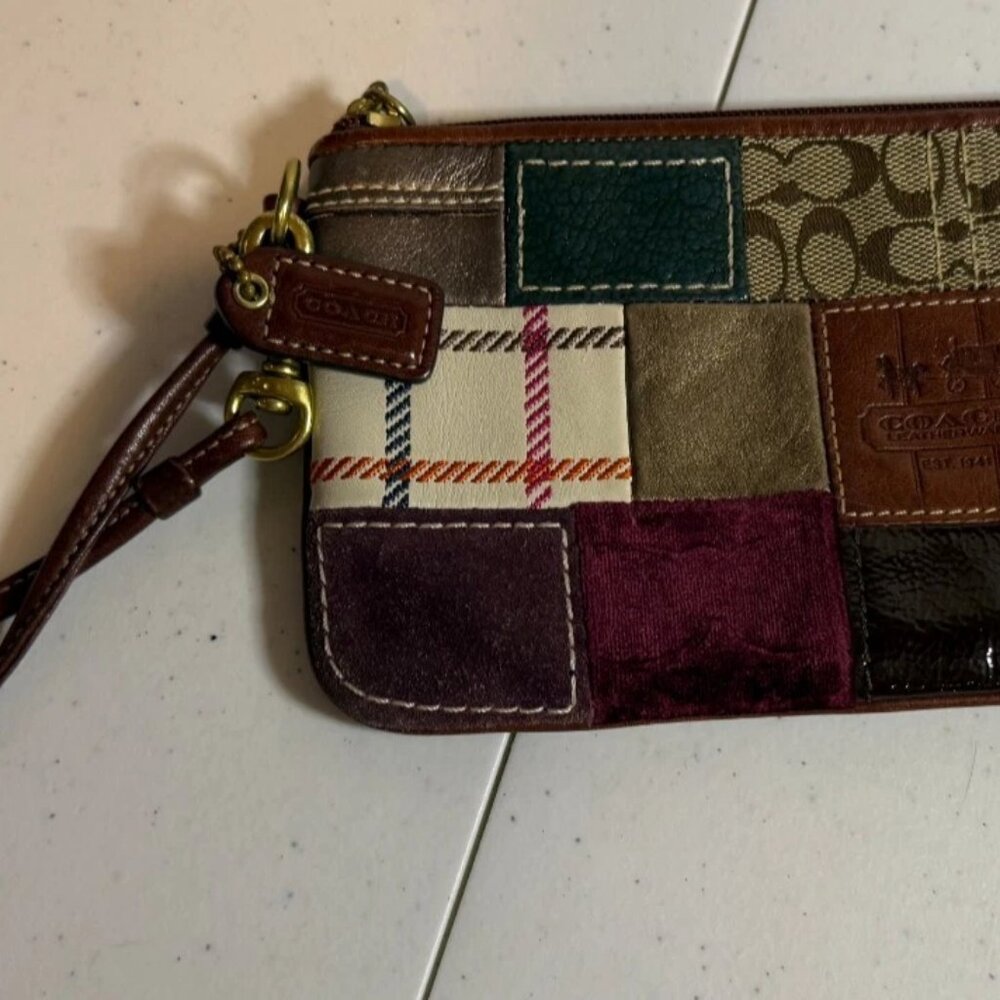 Coach Patchwork Large Wristlet Clutch Zippered Po… - image 3